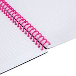 Тетрадь обложка пластик, А5 80 л., спираль пластик, резинка, клетка, BRAUBERG, черный/розовый, 405384