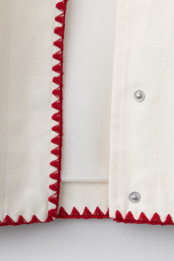 ZARA КУРТКА WORKER С ВЫШИВКОЙ, ЭКРЮ/КРАСНЫЙ