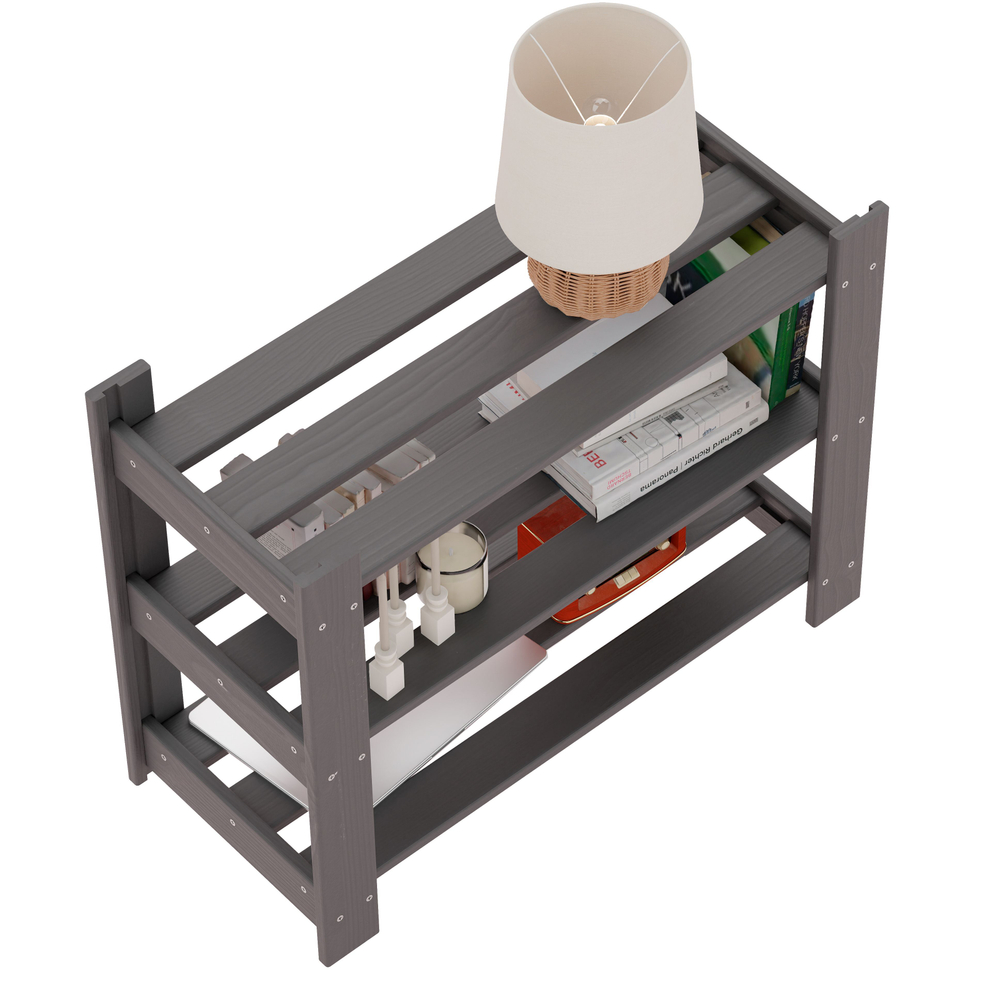 Стеллаж деревянный обувница 50 см для игрушек и для книг Альберт напольный, серый бейц / на балкон, для кухни, для рассады из массива сосны