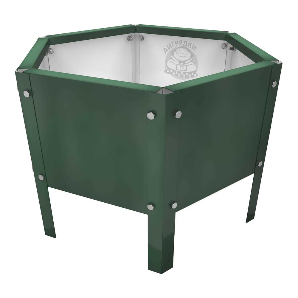 Клумба многоугольная оцинкованная с ножками 1 ярус RAL 6002 Зеленая листва