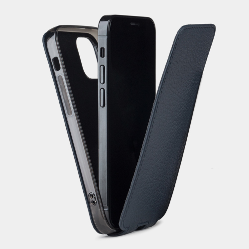 Чехол для iPhone 12 Mini из натуральной кожи теленка, цвета синий