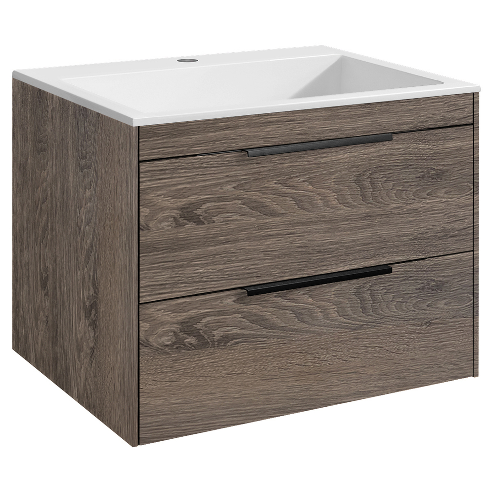База под раковину Chiara 2D 600 подвесная, 2 выкатных ящика soft-close, R.Oak