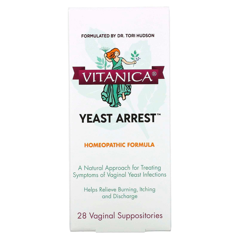 Vitanica, Yeast Arrest ™, 28 вагинальных суппозиториев