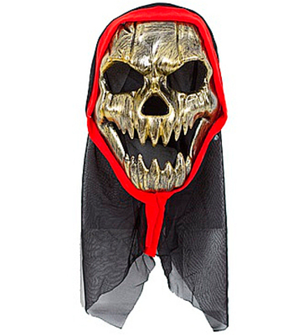Маска HWN Череп золотой с капюшоном
