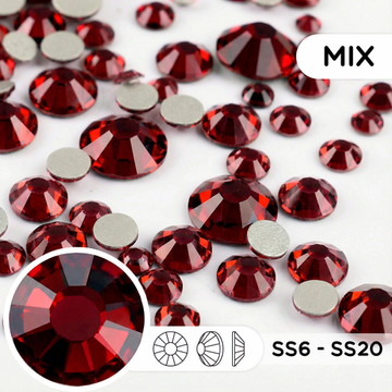 Набор стеклянных страз (mix размеров) — Garnet