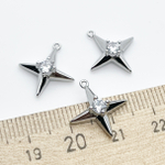 Подвеска Звезда, родиевое покрытие, фианит, размер 16*14 мм, цена за 1 шт