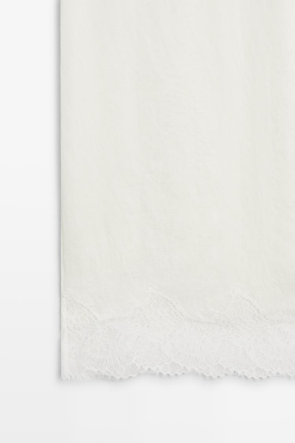 Massimo Dutti Струящаяся юбка миди с кружевной отделкой, белый
