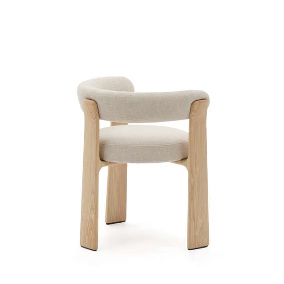 Стул Granite на 3 ножках из бежевого шенилла и массива ясеня в натуральной отделке