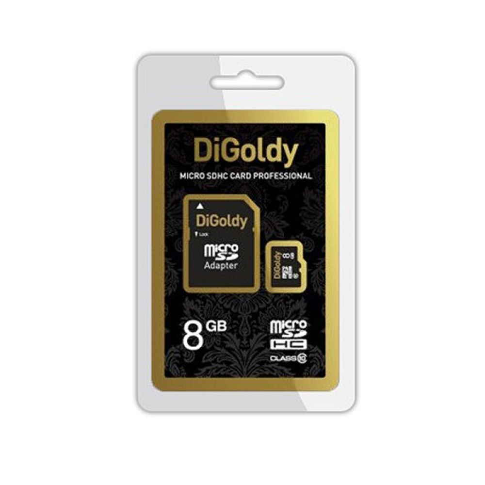 карта памяти Digoldy 8Gb microSD+адапт.cl.10