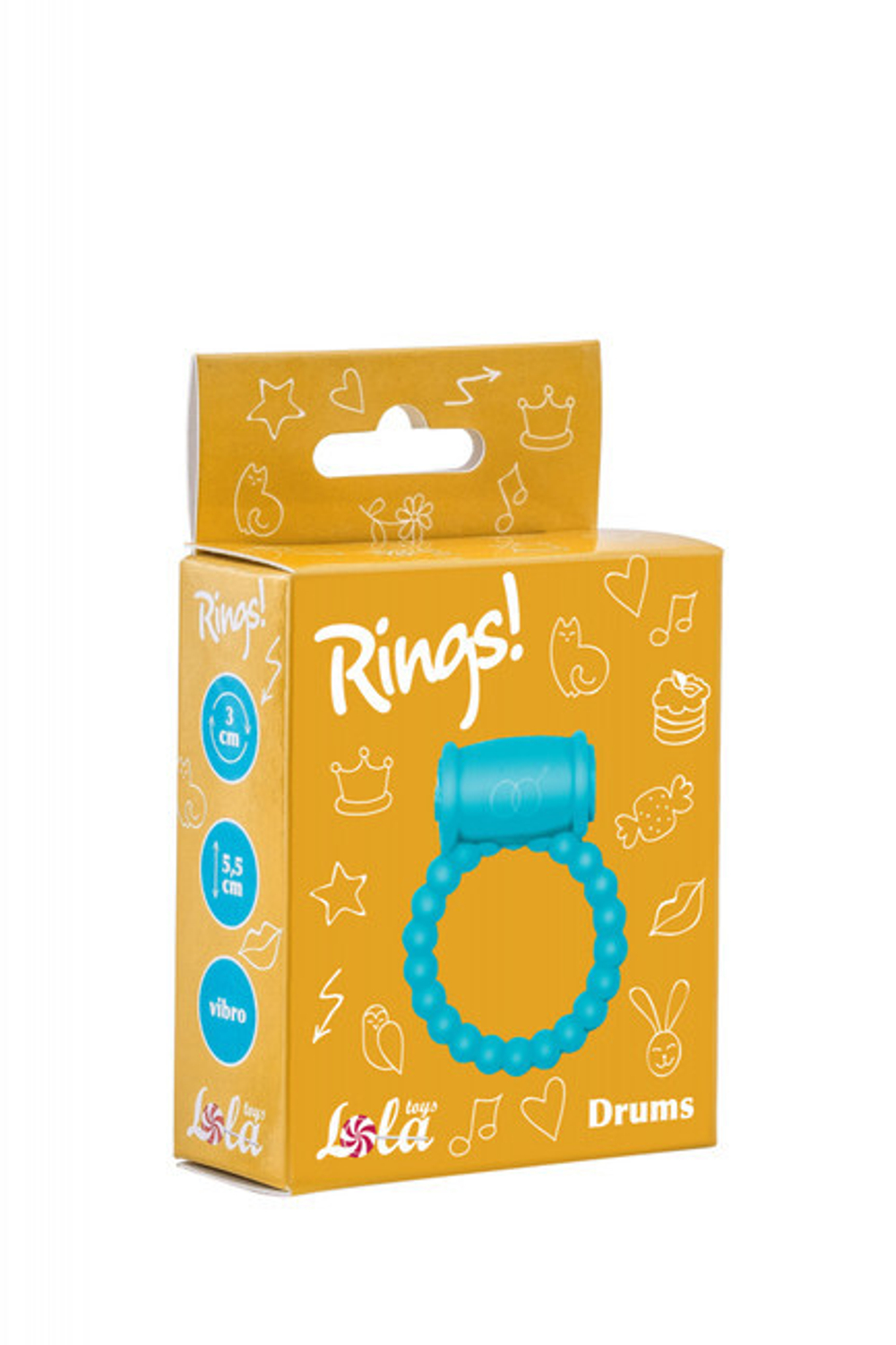 Эрекционное силиконовое кольцо с вибрацией Rings Drums sky blue (Цвет: голубой)