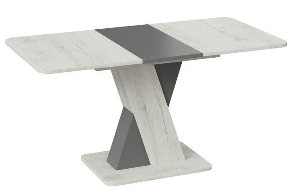 Стол кухонный обеденный раздвижной Ателье Тёмный/Белый/Стекло Серое Матовое, Люксембург, 110,4х70х75,7 см