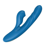 Голубой вибратор Otto с возвратно-поступательными движениями, вакуумом и подогревом - 22,2 см. (Цвет: голубой)