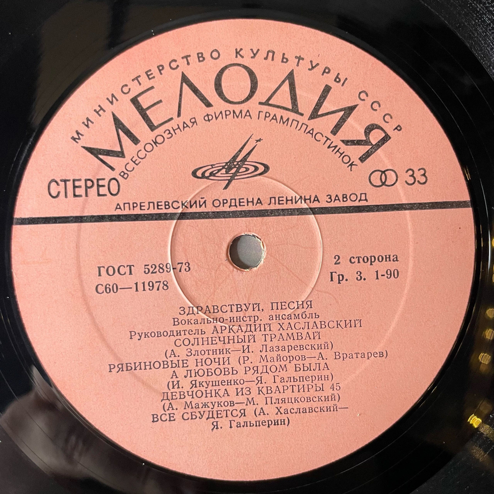 Винтажная виниловая пластинка LP ВИА Здравствуй, Песня, Девчонка Из Квартиры 45 (СССР 1980)