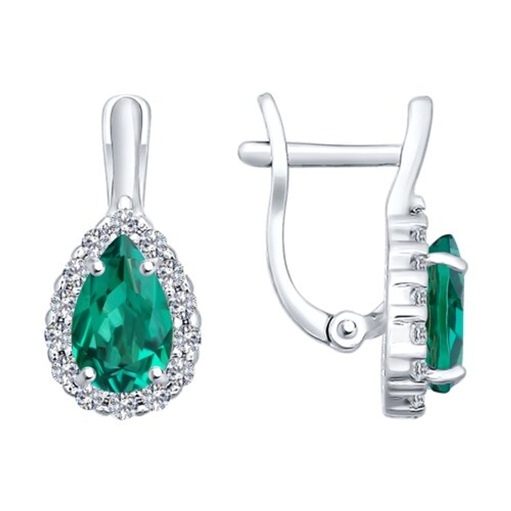 Серьги из серебра с изумрудом