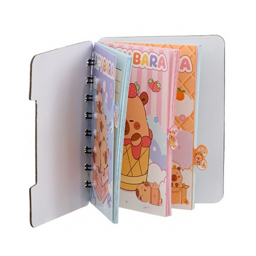 Блокнот Basir, формат А7, серия "Капибара", яркая обложка, 52 листа, размер 12*9.2 см