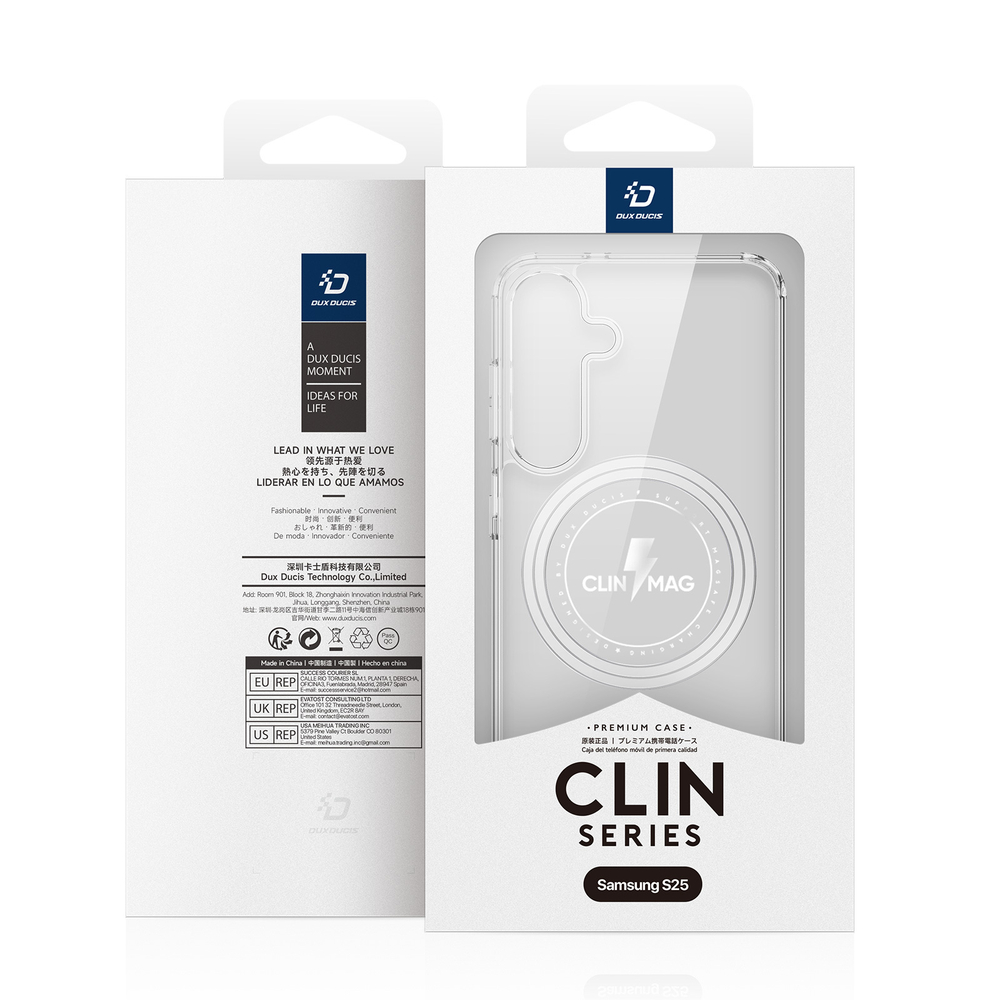 Усиленный прозрачный чехол с поддержкой MagSafe от Dux Ducis для Samsung Galaxy S25, серия Clin Mag Series Case