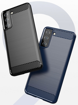 Чехол черный на смартфон Samsung Galaxy S21+ Плюс, серия Carbon от Caseport