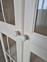 Шкаф-витрина 77х32х186, Бритта, двухдверная, с полками, массив сосны, белый воск, Dipriz