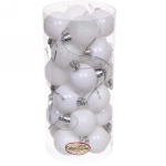 Новогодние шары 4 см (набор 24 шт) «Микс фактур», белый