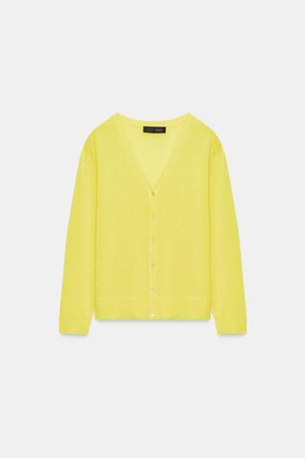 ZARA КАРДИГАН ИЗ ТОНКОГО ТРИКОТАЖА, ЖЕЛТЫЙ