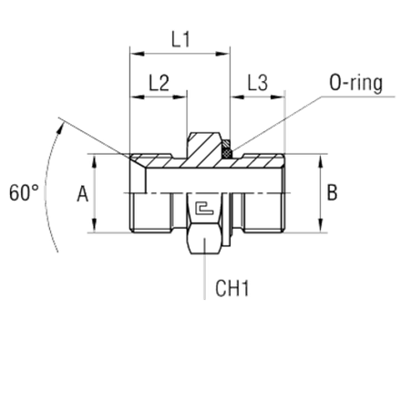 Штуцер FH BSP 1.1/2" BSP 1.1/2" o-ring CAST