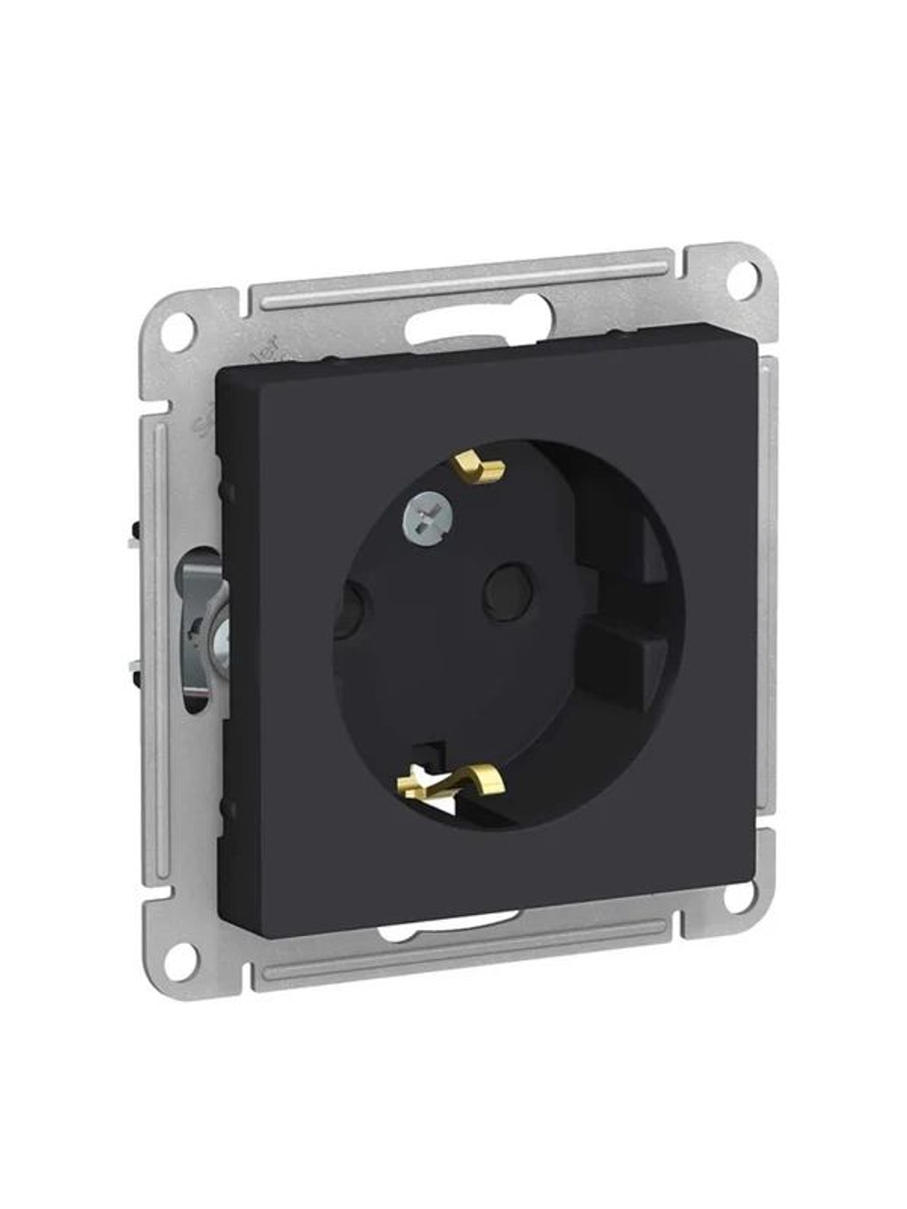 Розетка 1-м СП AtlasDesign 16А IP20 с заземл. механизм карбон SE ATN001043