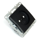 Розетка 1-местная б/з (механизм), STEKKER, PST10-9109-03, 250В, 16А с защитной шторкой, серия Эрна, черный 49153