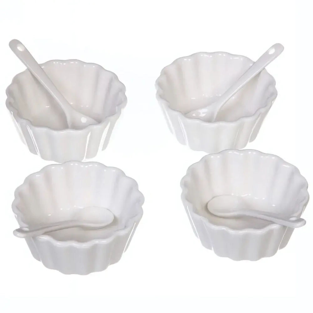 Набор соусников «White magic» 4шт с ложками «Кекс»