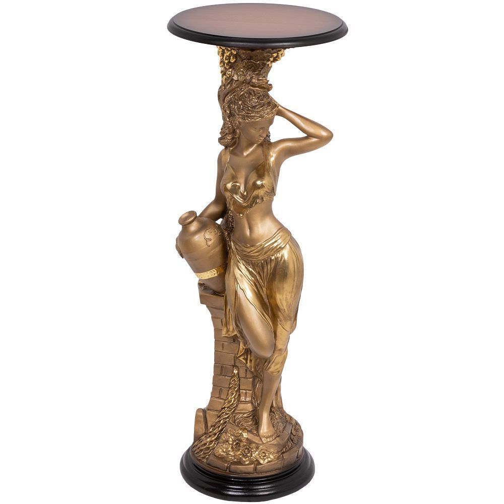 Подставка декоративная Девушка с кувшином Бронза Орех