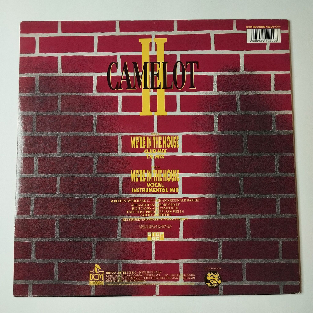 Винтажная виниловая пластинка LP Camelot II We're In The House (Germany 1989) Maxi Single 45 RPM