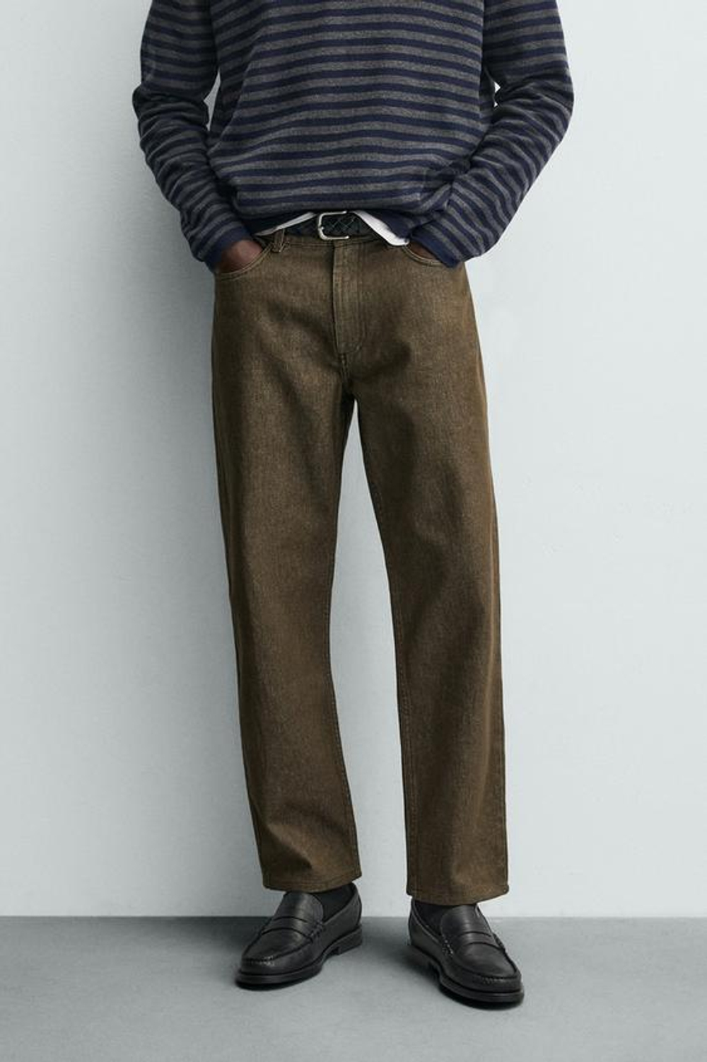 ZARA ДЖИНСЫ STRAIGHT FIT, СВЕТЛО-КОРИЧНЕВЫЙ