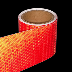 Светоотражающая лента красная (алмазная) 10 см х 15 м