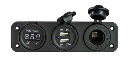 Панель с USB-разъемом 5в 2.1А, прикуривателем и вольтметром