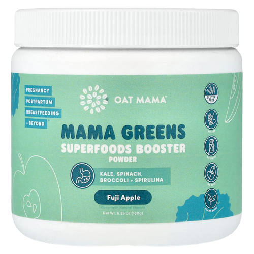 Oat Mama, Mama Greens, Superfoods Booster, порошок для поддержки суперфудов, со вкусом яблока Фуджи, 180 г (6,35 унции)