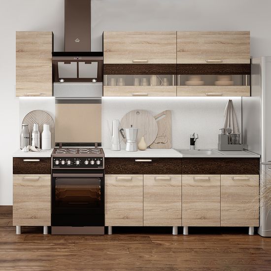 Кухня МОНТАНА 2,0м кор венге/ЛДСП сонома/антарес(8В3; 8В3; 4В1; 8М2; 8Р5; 4Р5; С400,800+фурн)/10