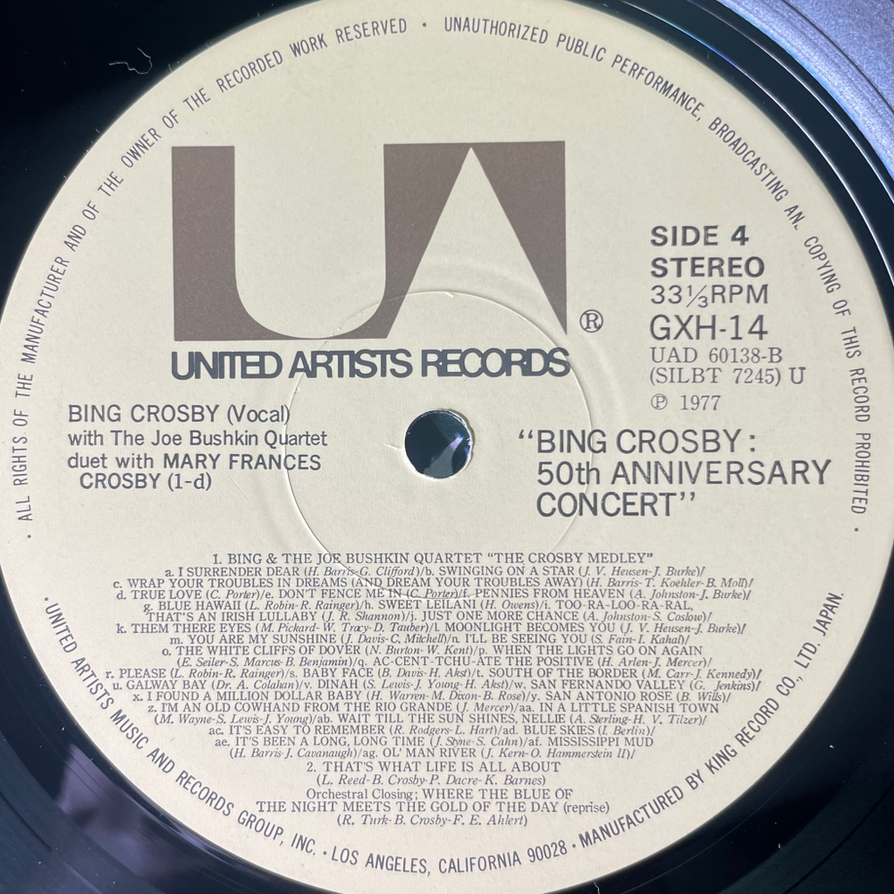Bing Crosby ‎– Bing Crosby Live - London Palladium 50th Anniversary Concert 2LP (Япония 1977г.)