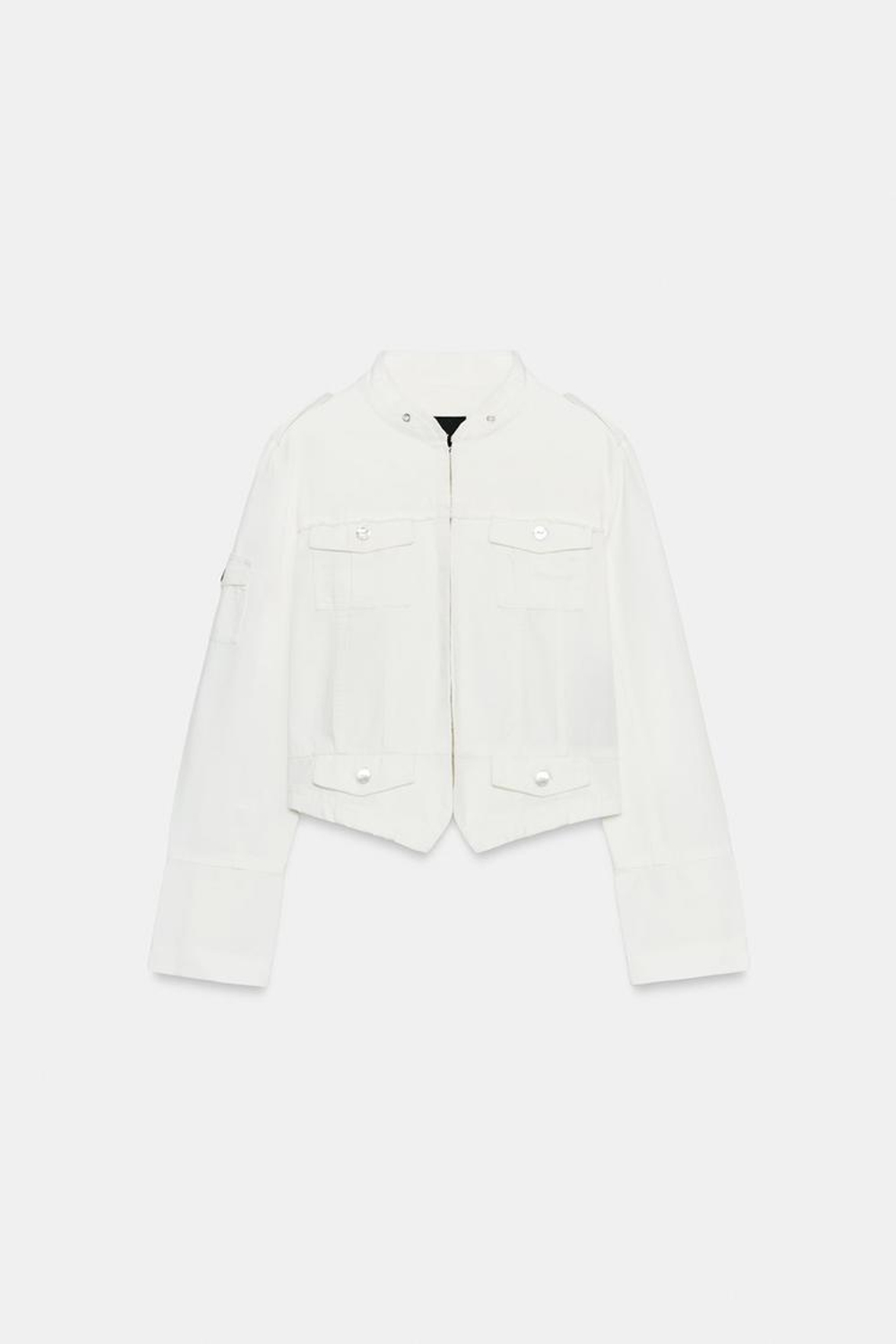 ZARA КУРТКА С МНОЖЕСТВОМ КАРМАНОВ, ЖЕЛТОВАТО-БЕЛЫЙ