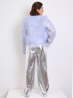 Костюм тройка брючный праздничный с пайетками для девочки сирень серебро