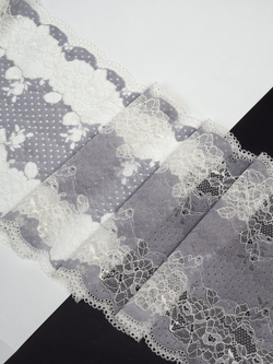 Эластичное кружево синевато-серое с шампанью ширина 21 см ОТРЕЗ 0,55 м