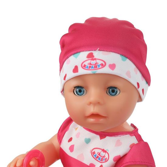Пупс озвуч 30 см, пьет, писает, закр. глазки, 2 акс, 50 звуков КАРАПУЗ