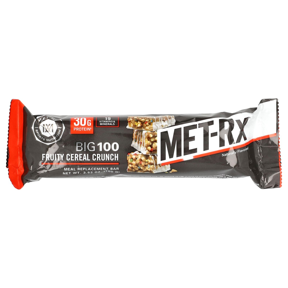 MET-Rx, Big 100, батончик, заменяющий прием пищи, со вкусом фруктовых хлопьев, 9 батончиков по 100 г (3,52 унции)