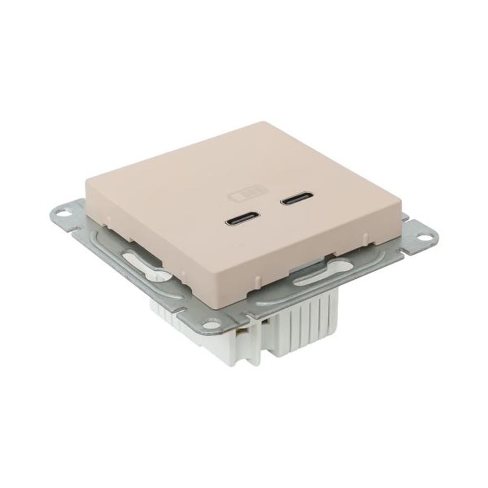 Механизм розетки USB-C - 2шт, кремовый Эпика EKF