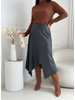 Юбка кожаная трапеция миди