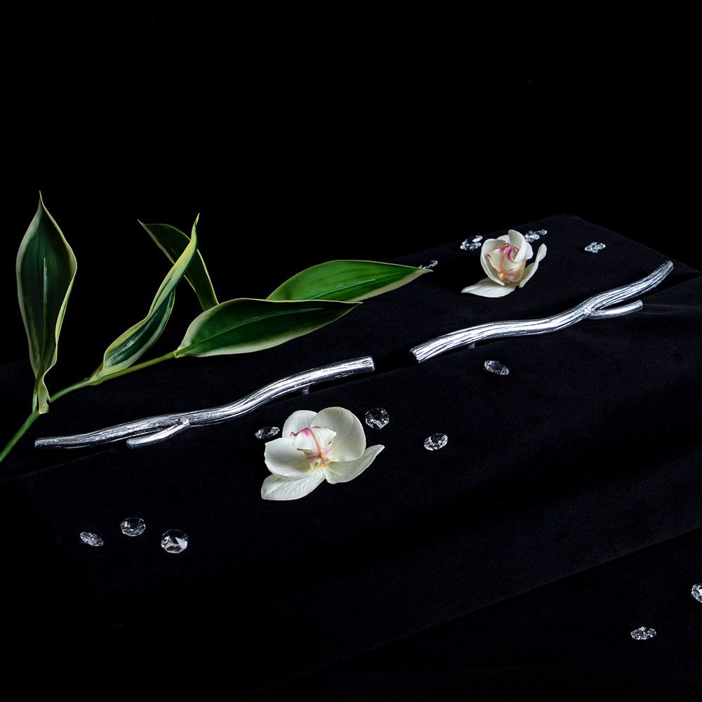 Ручка скоба мебельная Арт Бранч mini правая Античное серебро