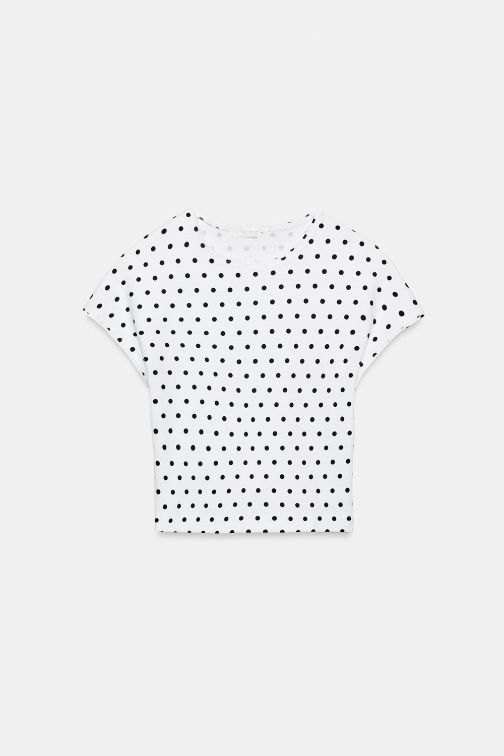 ZARA УКОРОЧЕННАЯ ФУТБОЛКА С КОРОТКИМИ РУКАВАМИ, БЕЛЫЙ/ЧЕРНЫЙ