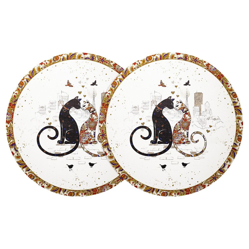 НАБОР ПОДСТАНОВОЧНЫХ САЛФЕТОК "ПАРИЖСКИЕ КОТЫ" ИЗ 2 ШТ., ДИАМЕТР=38 СМ