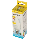 Лампа светодиодная SmartBuy, 7Вт, свеча, Е14, 220В, 500Лм, 3000К (100)*