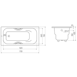 Ванна чугунная Goldman Donni 170х75х42, +ножк/ручк