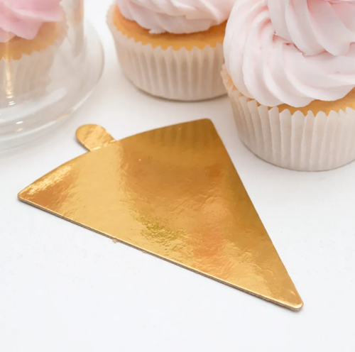 Подложка для пирожных треугольник золото 12*9 см-0,8мм