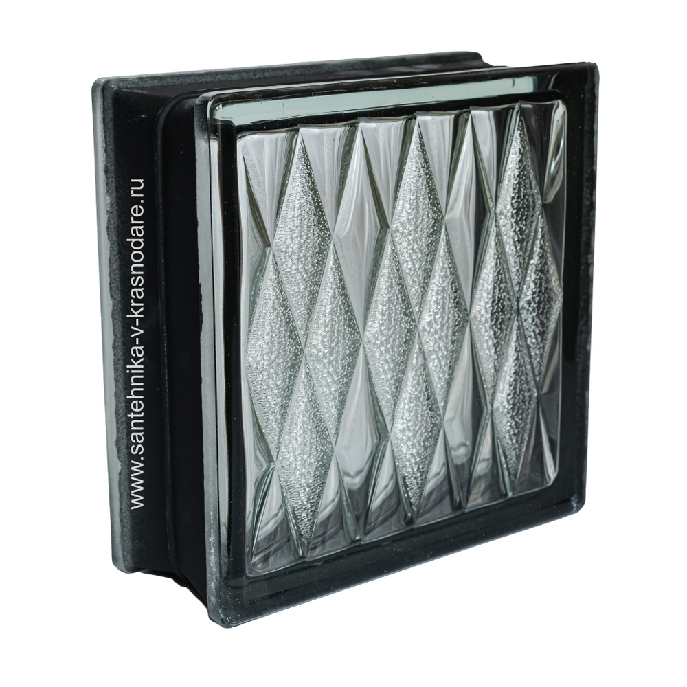 Купить Стеклоблок бесцветный ромб   черный бриллиант Vitrablok 19х19х8